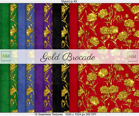 Second Life Marketplace Gold Brocade Matchup Kit 10 Seamless Textures Nm