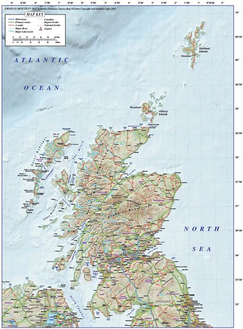 Vector Scotland Regions Road Map With 600dpi High Resolution Old Style