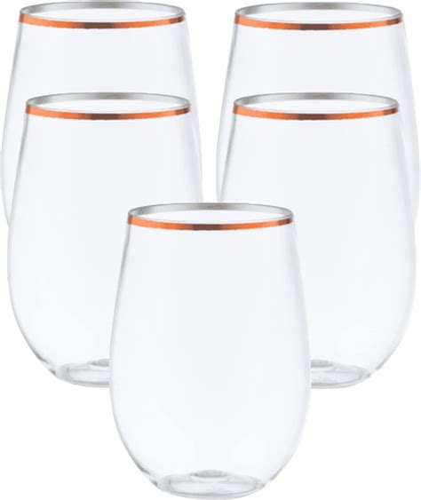 48 Piece Stemless Unbreakable Crystal Clear Plastic Wine Glasses Set Of 48 10