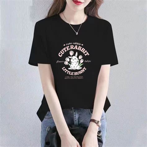 衣服 女装黑色上衣女百搭 t shirt for women Short Sleeve summer new Women t shirt