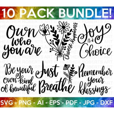 Positive Quotes Svg Bundle Hand Lettered Quotes Svg Happy Inspire Uplift