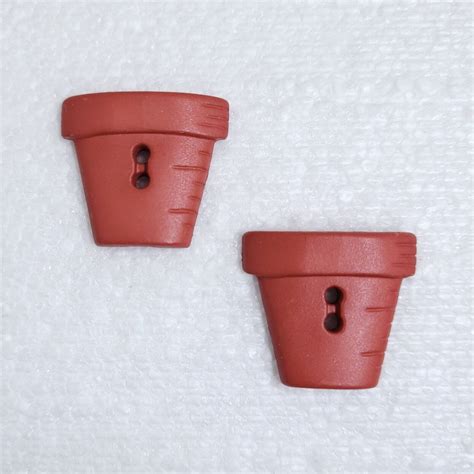 2 Terracotta Flower Pot Buttons 25mm 2 Hole Novelty Clay Etsy