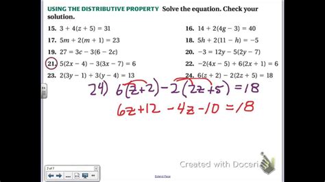 Common Core Math Solving Multi Step Equations With Distributive