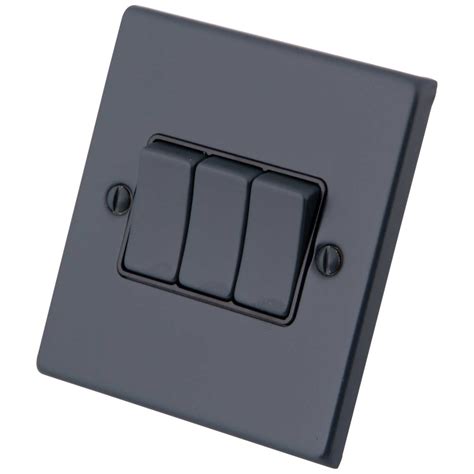 M Decorative A Gang Way Light Switch Black Insert Granite Blue