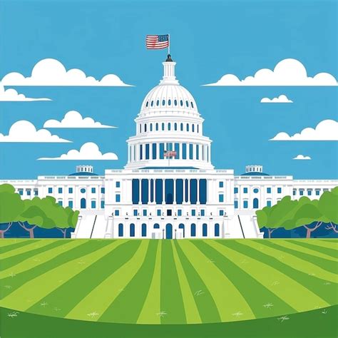 Premium Photo Cartoon Flat Vector Illustration Of Us Capitol Building