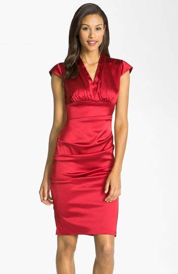 Xscape Pleated Stretch Satin Sheath Dress Nordstrom Red Dress Short