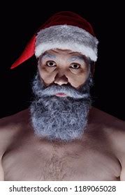 Naked Santa Claus Hat On Dark Stockfoto 1189065028 Shutterstock