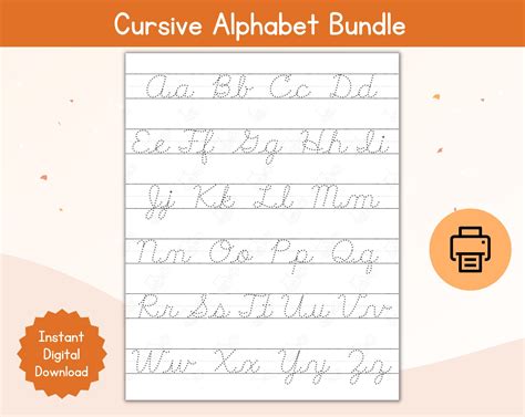 Cursive Alphabet Tracing Bundle / Printable Cursive Alphabet Tracing ...