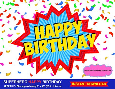 Superhero Happy Birthday Sign Superhero Printables Superhero