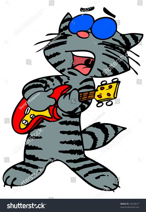 Cartoon Cat Singing Playing Guitar Stock Vector (Royalty Free) 24278617 | Shutterstock