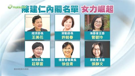 陳建仁首波內閣名單 女性閣員目前7位 客家電視台