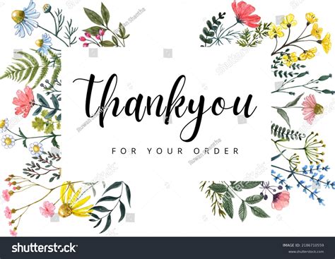 Thank You Appreciation Gratitude Floral Leaves Stock Illustration 2186710559 Shutterstock