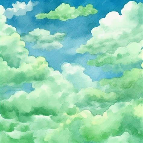 Premium AI Image | A watercolor painting of clouds in the sky.