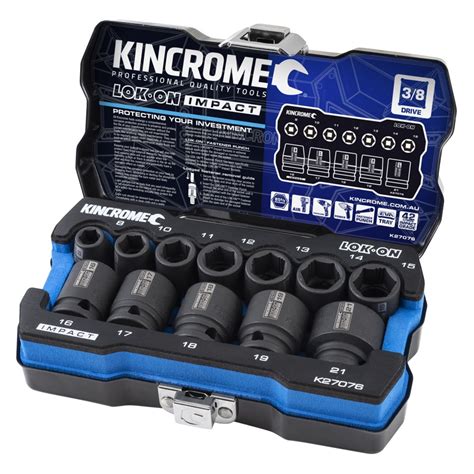 Kincrome K27076 Lok On Impact Socket Set 12 Piece 38 Drive Metric