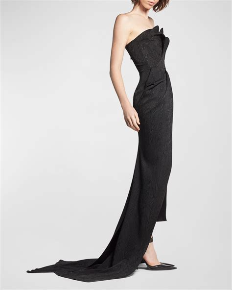 Maticevski Avenge Structured Strapless Split-Overlay Gown | Neiman Marcus