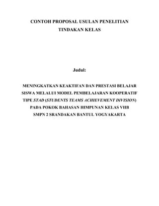 Contoh Proposal Usulan Penelitian Tindakan Kelas Pdf