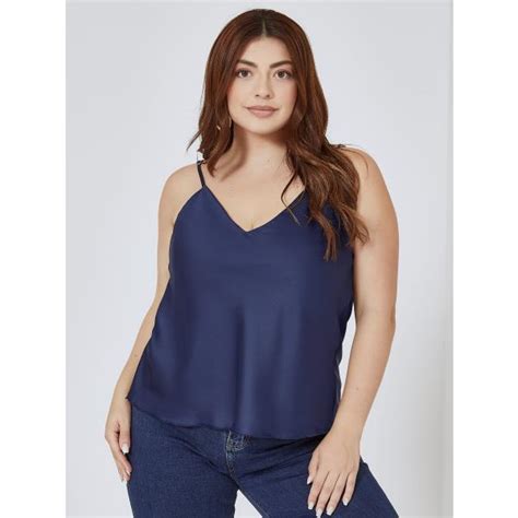 Lingerie σατέν curvy σε σκούρο μπλε Celestino