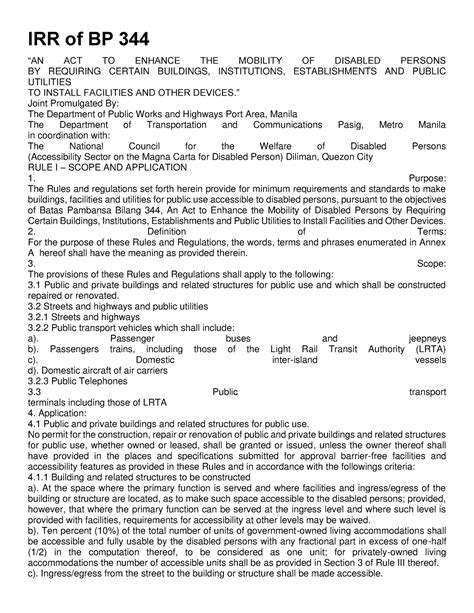 BP 344 NCDA Irr Pdf IRR Of BP 344 AN ACT TO ENHANCE THE MOBILITY