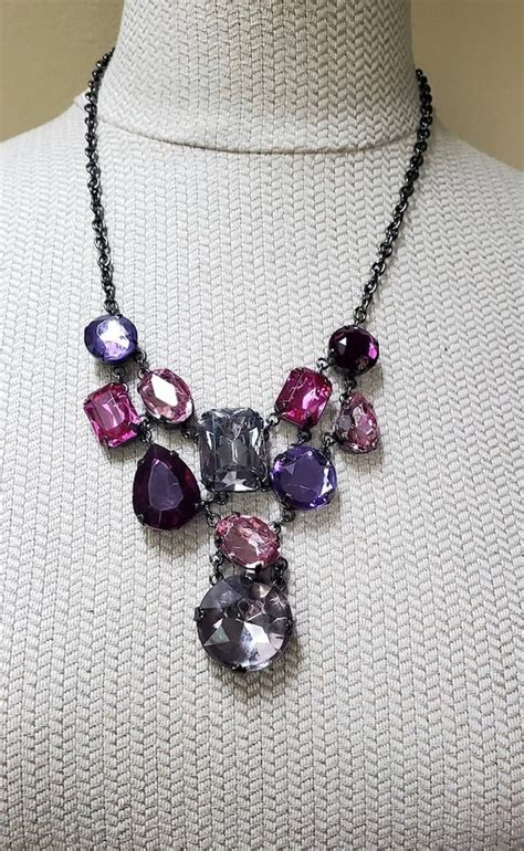 Vintage Purple Statement Necklace Gem