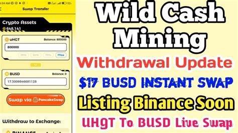 Wild Cash Mining Withdrawal Update Uhgt To Busd Live Swapping