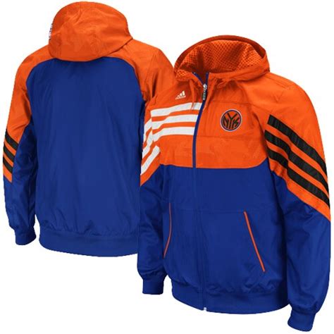 BUY Adidas New York Knicks Royal Blue Orange On Court Pregame Full Zip