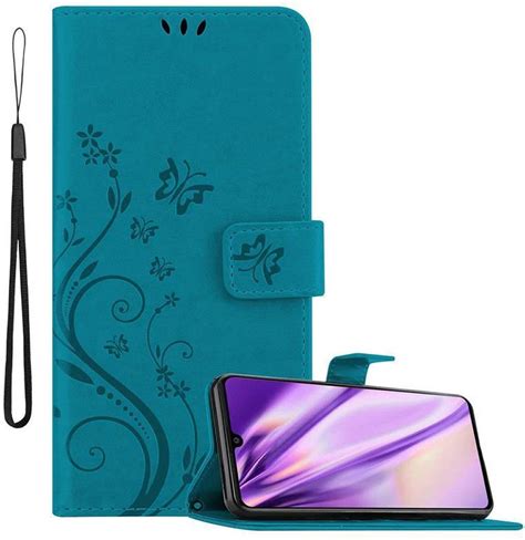 Cadorabo Pokrowiec Do Samsung Galaxy A W Etui Niebieski Kwiatowy