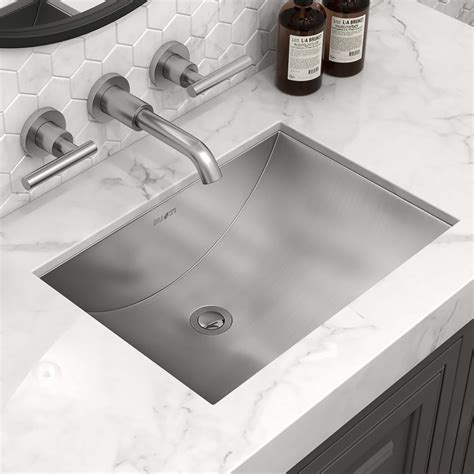 Ruvati 16 x 11 inch Brushed Stainless Steel Rectangular Bathroom Sink ...