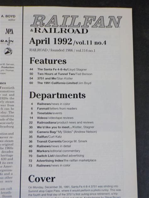 Railfan & Railroad Magazine 1992 April Santa Fe 3751 Lloyd Stagner