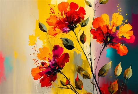 Premium Photo | Oil acrylic painting of spring flower creative digital ...