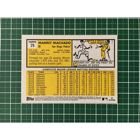 ★topps Mlb 2022 Archives 29 Manny Machado San Diego Padres ベースカード「1963