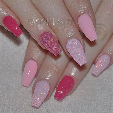 Pink Sparkle Nails Light Pink Acrylic Nails Pink Nail Art Fancy