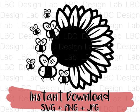 Sunflower Svg And Bee Svg Floral Svg T Shirt Design Svg Etsy