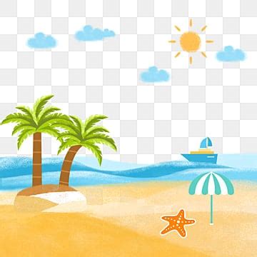 Gambar Pantai Kartun Png, Vektor, PSD, dan Clipart Dengan Background ...