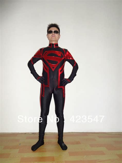 Black Lycra Spandex Zentai Superhero Superman Costumes Halloween Carnival Party Costumes In