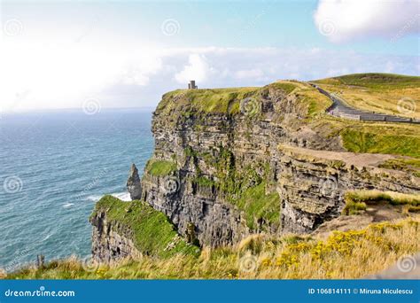 Klippen Von Moher Ansicht Mit O Brien S Turm Grafschaft Clare