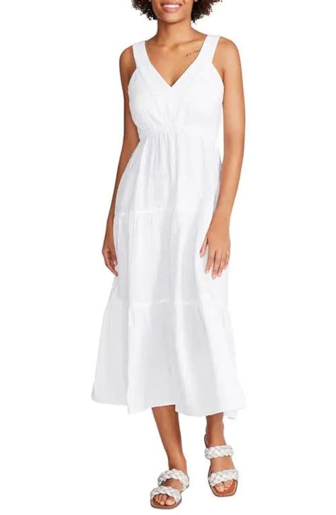 Steve Madden Amira Tiered Cotton Midi Dress White Editorialist