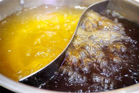 Close Up Shot of Boiled Soup in Hot Pot for Cooking Stock Photo - Image ...