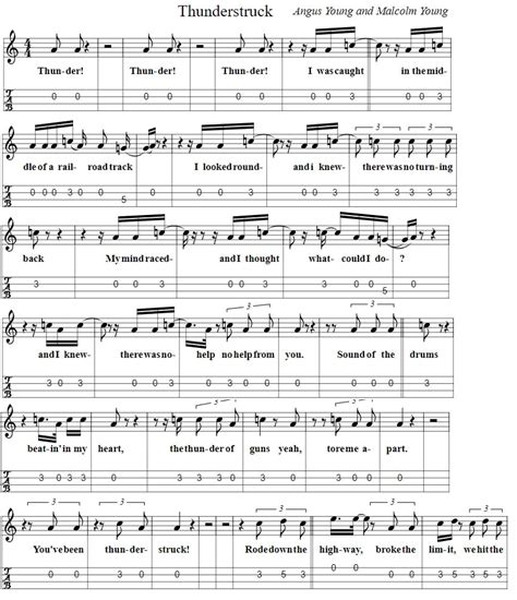 Thunderstruck Banjo And Mandolin Tab - Tenor Banjo Tabs