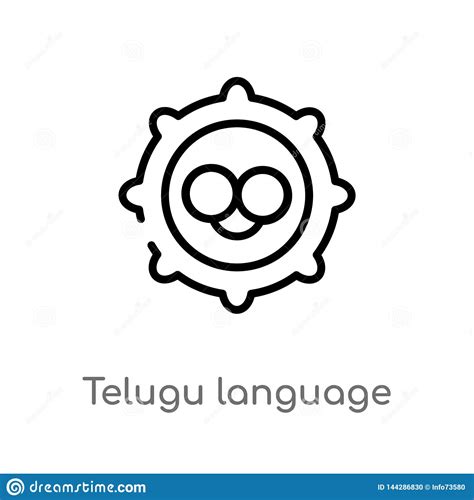 Icono Del Vector De La Lengua Del Telugu Del Esquema L Nea Simple Negra