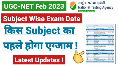 Ugc Net 2023 Subject Wise Exam Date City Intimation Admit Card