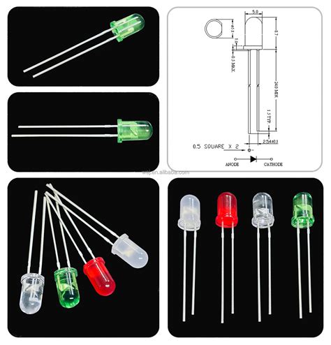 High Brightness 5mm Dip Led Round Clear Lens White Green Blue Red