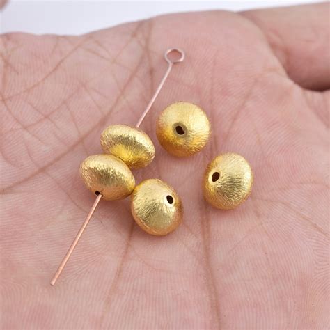 5pc 10mm Gold Saucer Beads Brushed Spacer Beads For Jewelry Making