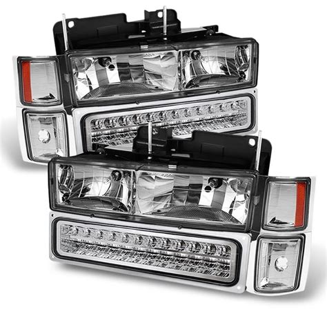 Fit 1994 98 Chevy C10 C K Suburban Tahoe Silverado Headlights LED