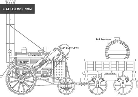 Stephenson's Rocket CAD Block, AutoCAD 2D vector drawing