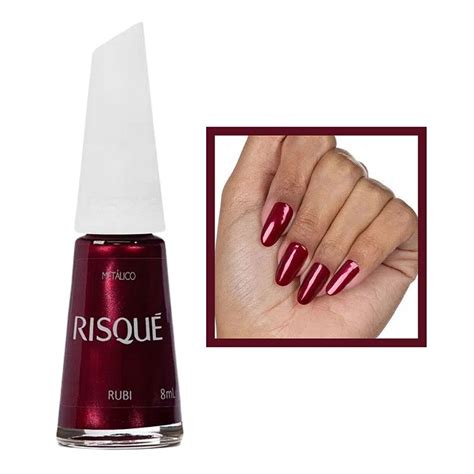 Esmalte Risque Metalico Rubi Vermelho 8ml Hipoalergenico Gabeauty