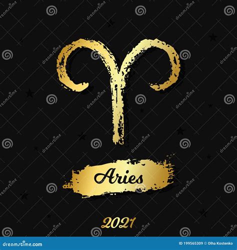 Vector Gold Zodiac Sign Aries Hand Drawn Stock Vector Illustration