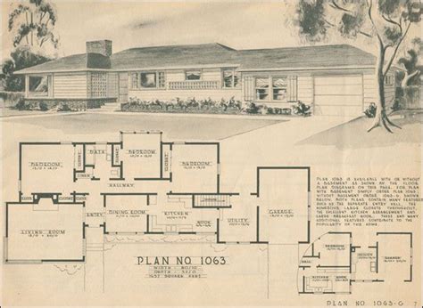 Mid Century Ranch Style Rambler Home Building Plan Service