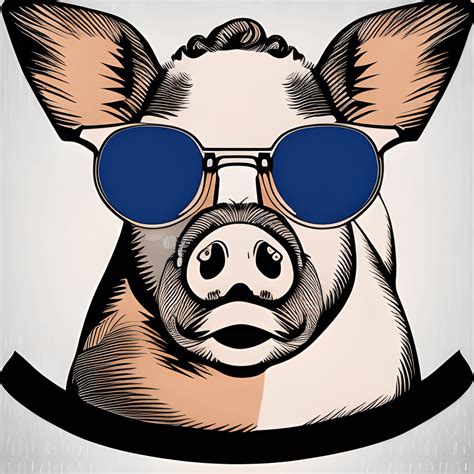 French Pig in Sunglasses Vector Illustration · Creative Fabrica