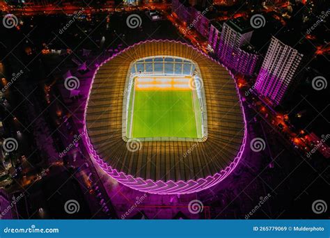 Drone Aerial View of the Stadium at Night Editorial Stock Image - Image ...