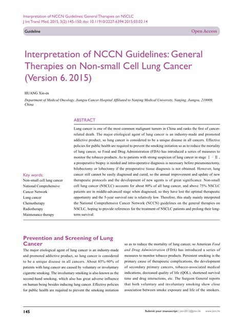 Pdf Interpretation Of Nccn Guidelines General Therapies On Non Small